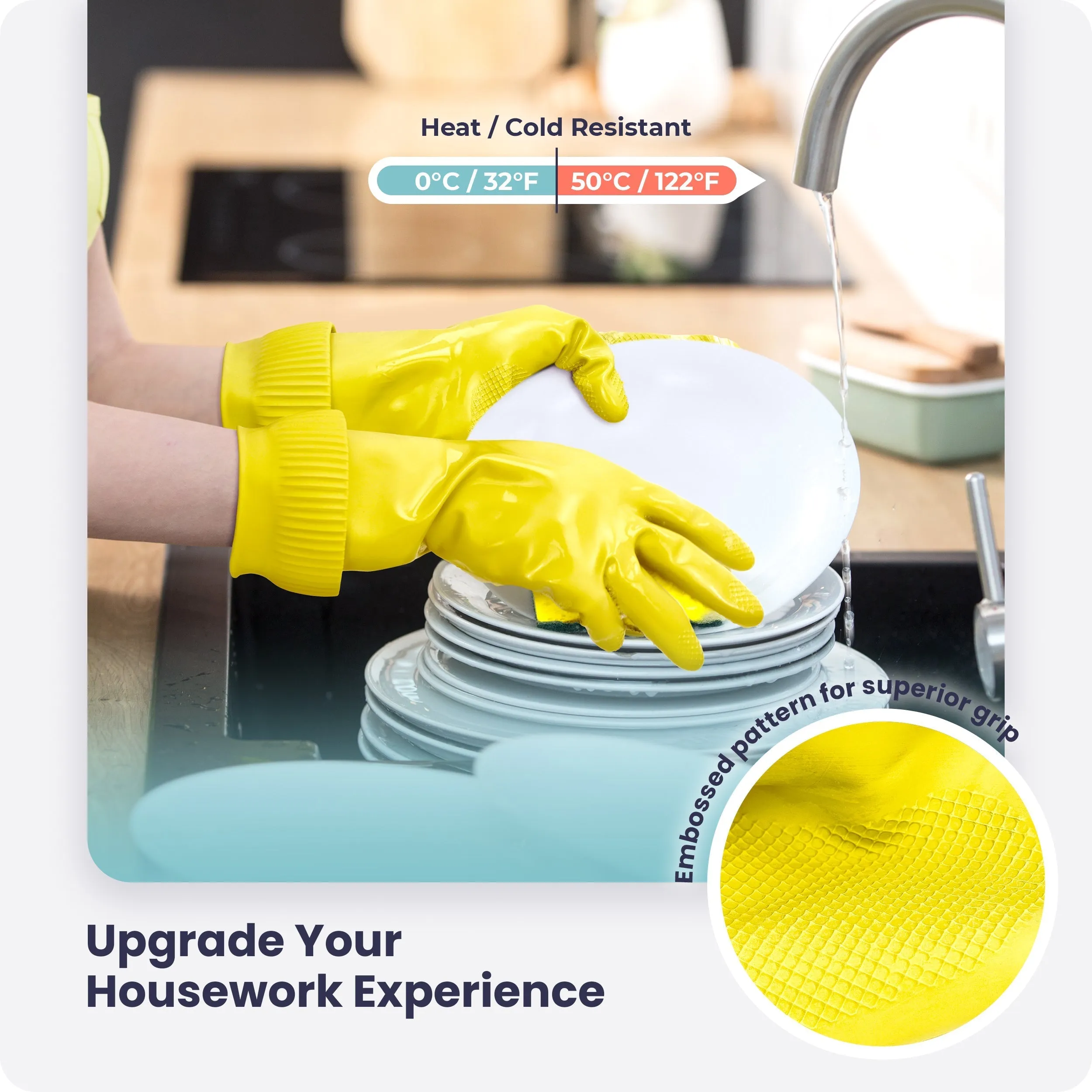 Long Sleeve Dish Gloves (Yellow) (M)