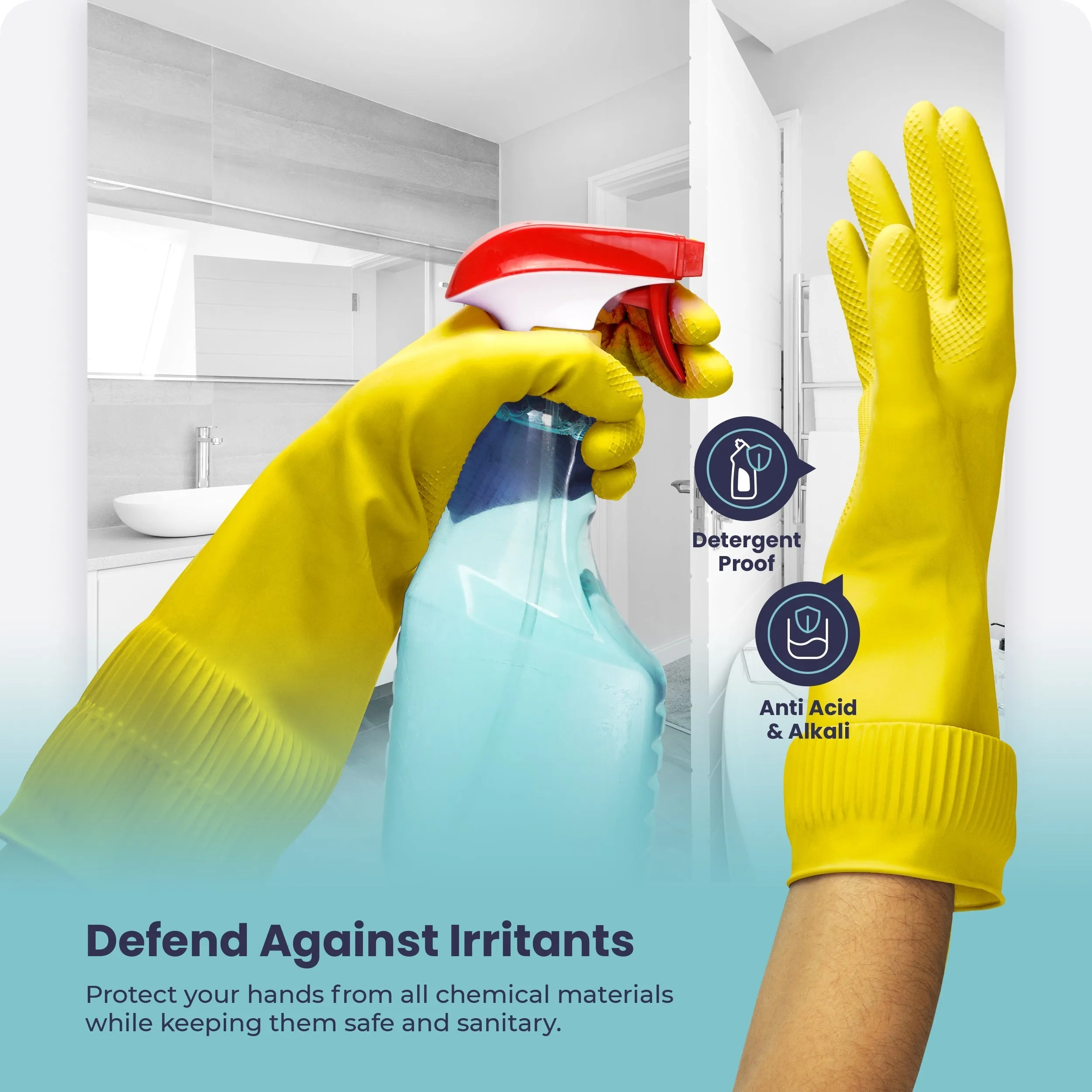 Long Sleeve Dish Gloves (Yellow) (M)