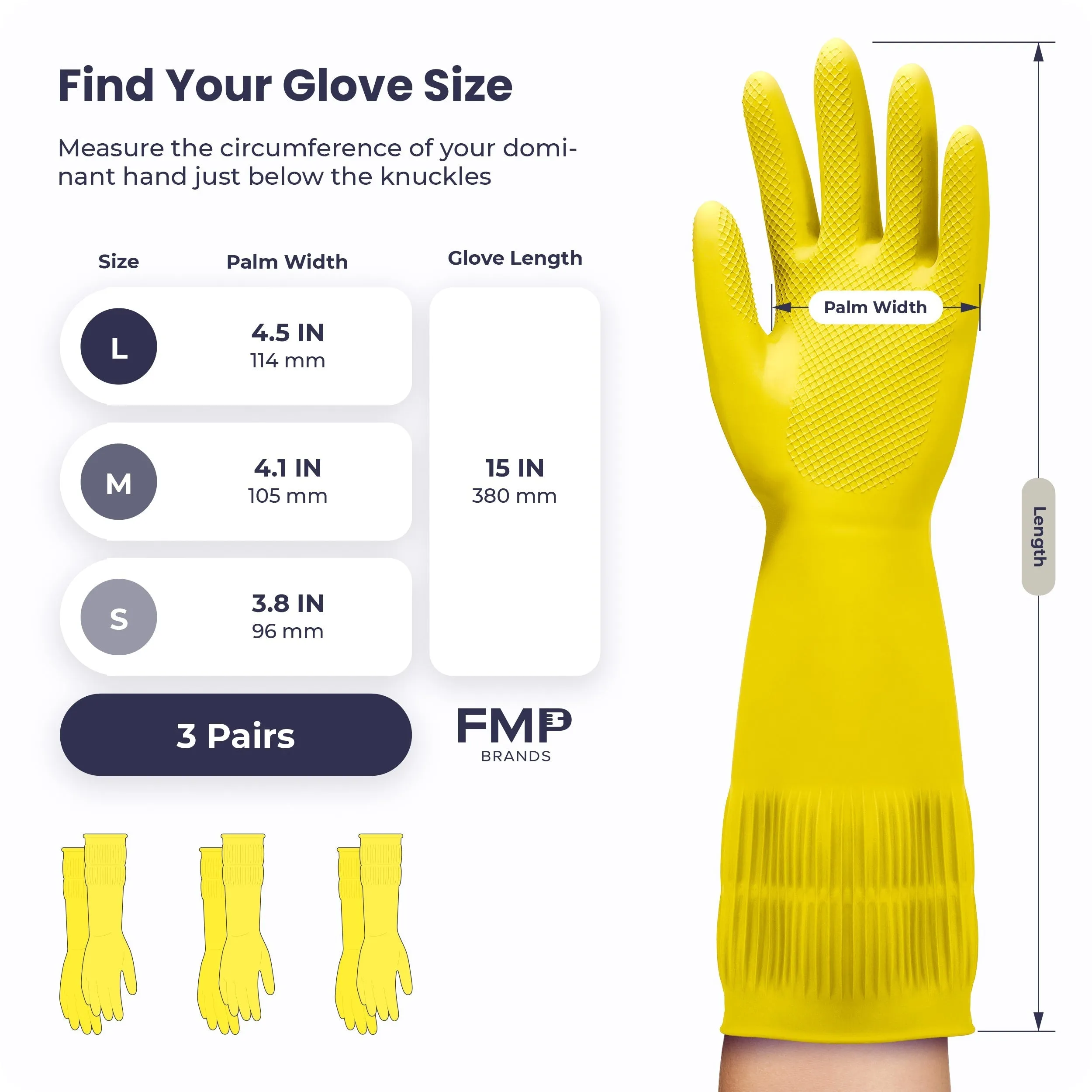 Long Sleeve Dish Gloves (Yellow) (M)