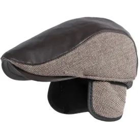 Luxe Leather & Tweed Flat Cap - Fushia