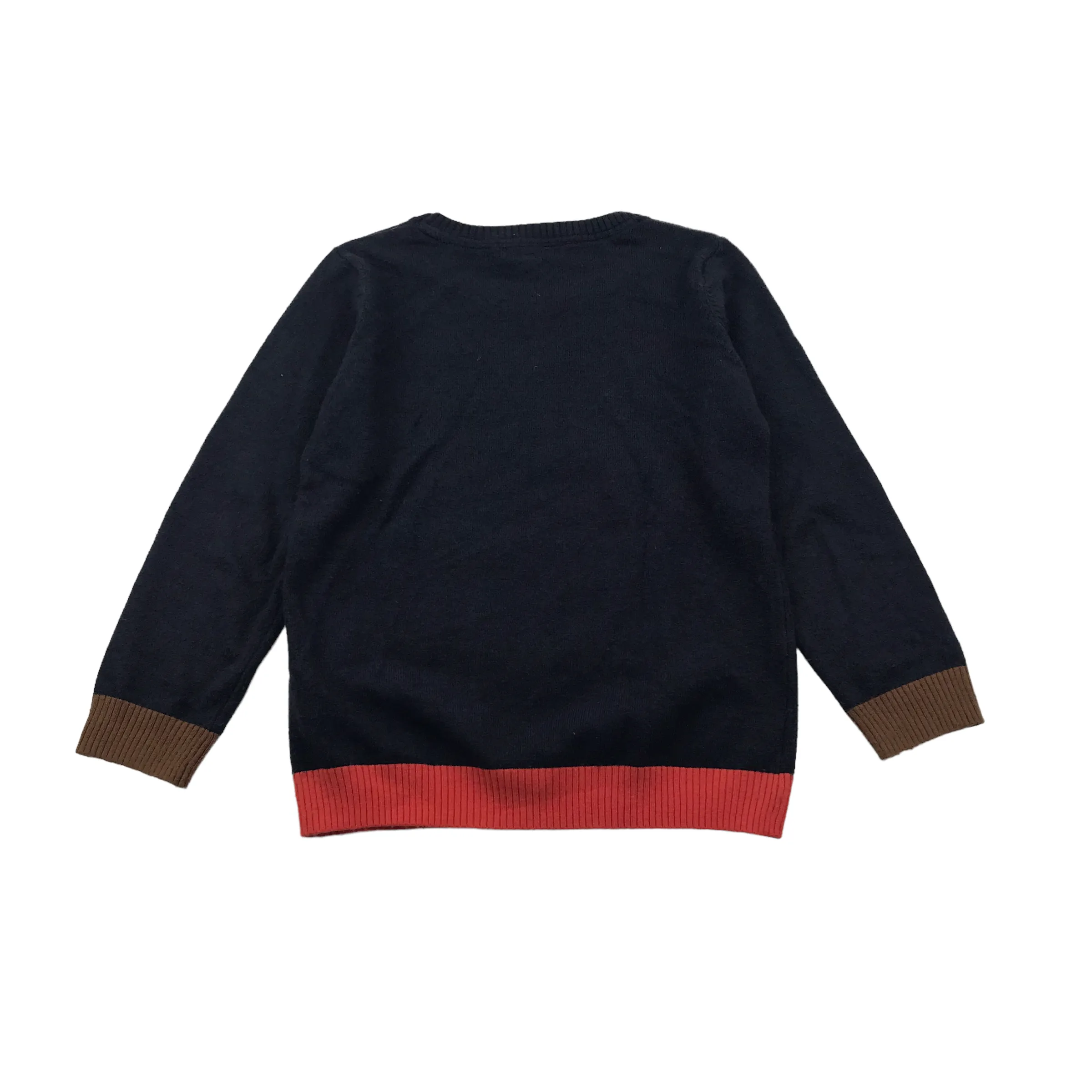 M&S Navy Blue Dog with a Bowler Hat Jumper Age 5