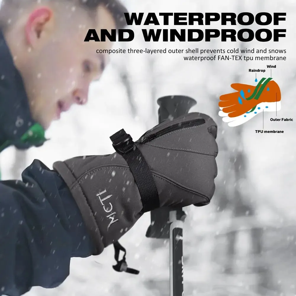 MCTi Waterproof Mens Ski Gloves Winter Warm 3M Thinsulate Snowboard Snowmobile Cold Weather Gloves