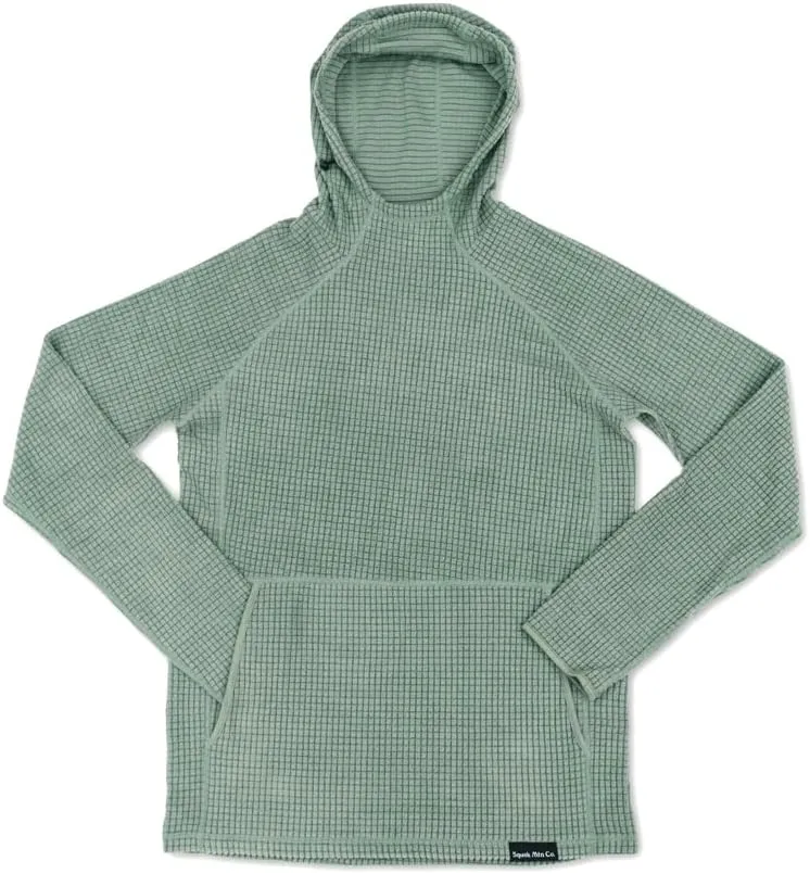 Men's Outdoor Fleece Mid-Layer Grid Hoodie For Hiking Skiing Backpacking