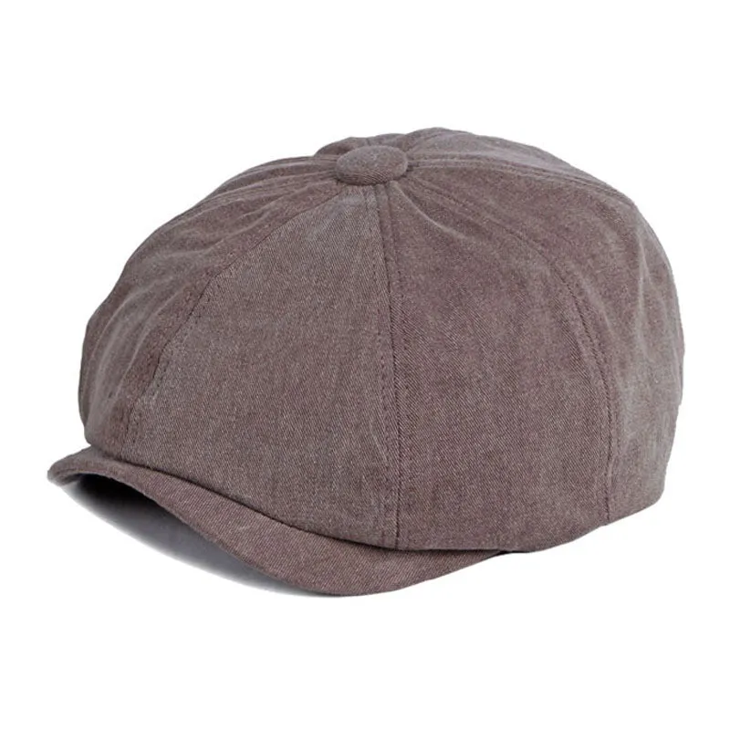 Men's Retro Casual Washed Cotton Newsboy Cap 31367605M