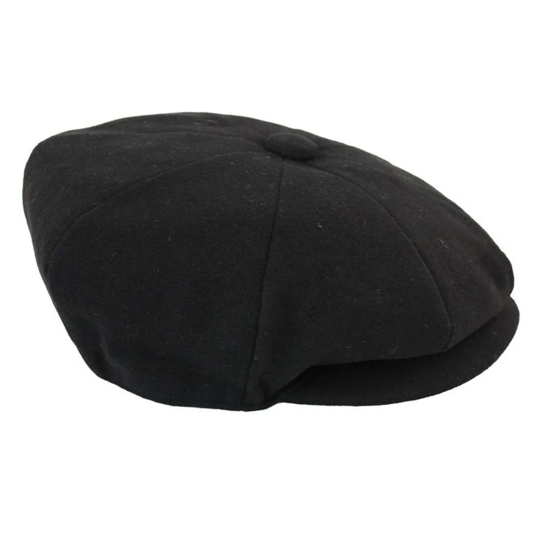 Mens Tweed Newsboy Cap Blinders Baker Boy Flat Grandad Hat 8 Panel Plain