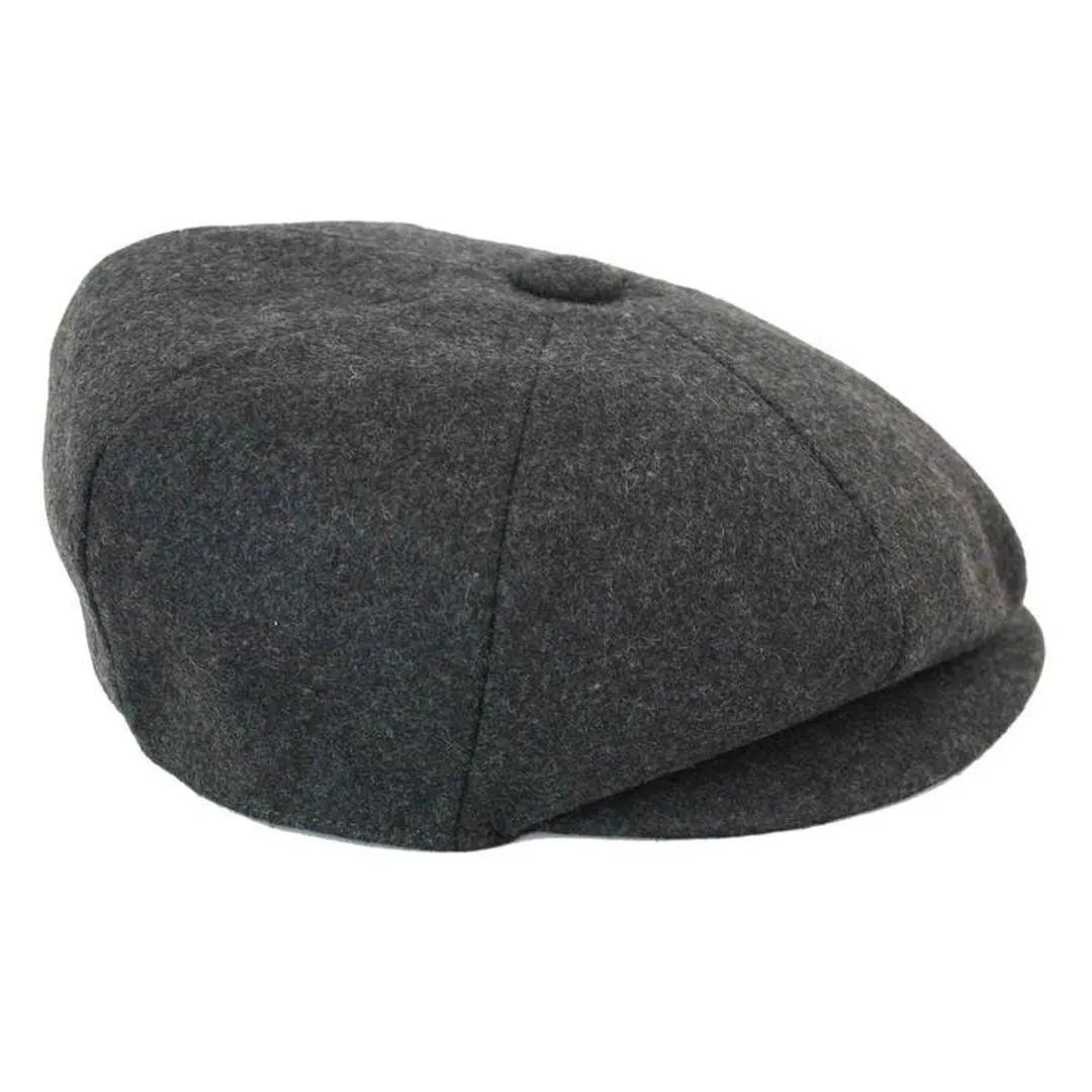 Mens Tweed Newsboy Cap Blinders Baker Boy Flat Grandad Hat 8 Panel Plain