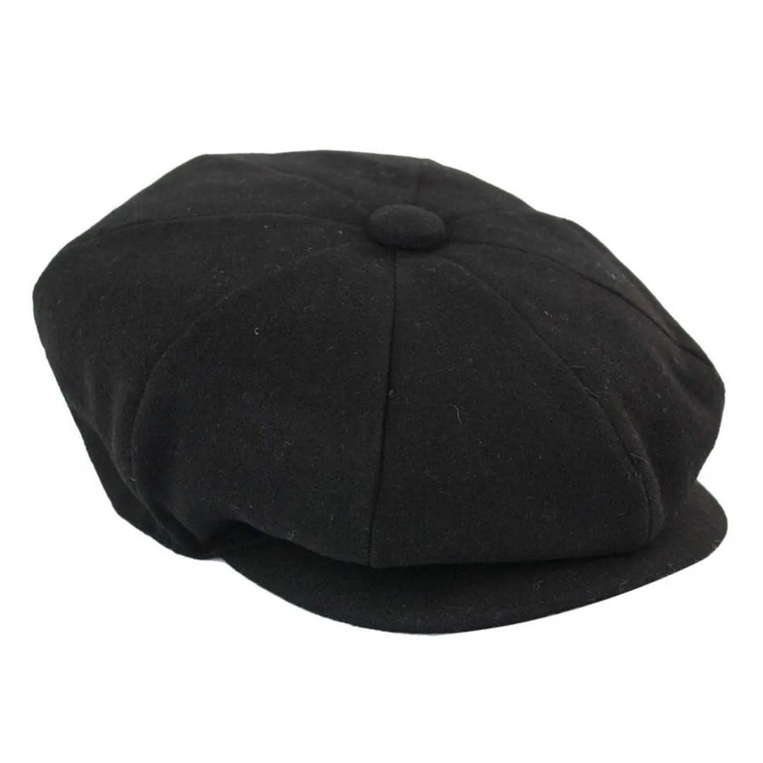 Mens Tweed Newsboy Cap Blinders Baker Boy Flat Grandad Hat 8 Panel Plain
