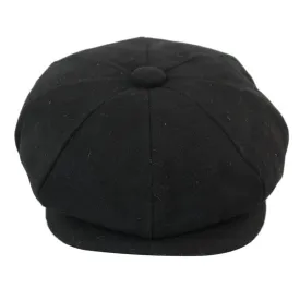Mens Tweed Newsboy Cap Blinders Baker Boy Flat Grandad Hat 8 Panel Plain