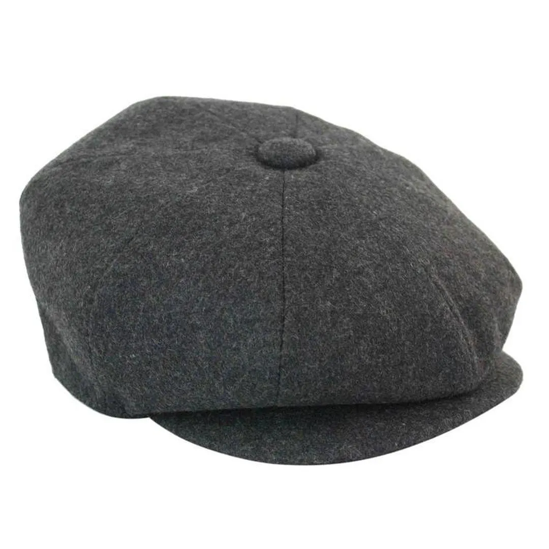 Mens Tweed Newsboy Cap Blinders Baker Boy Flat Grandad Hat 8 Panel Plain