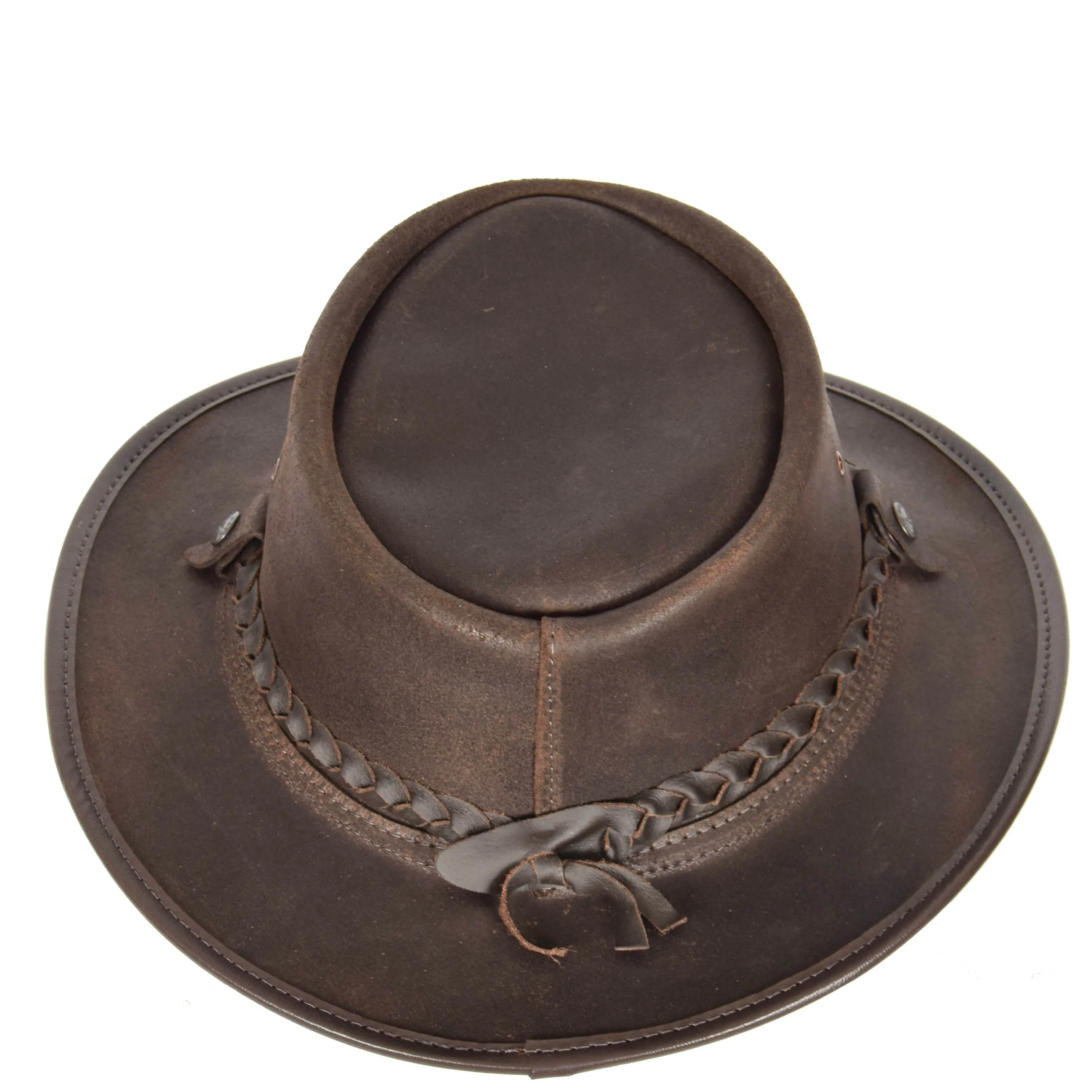 Original Australian Bush Hat Real Leather Cowboy Brown