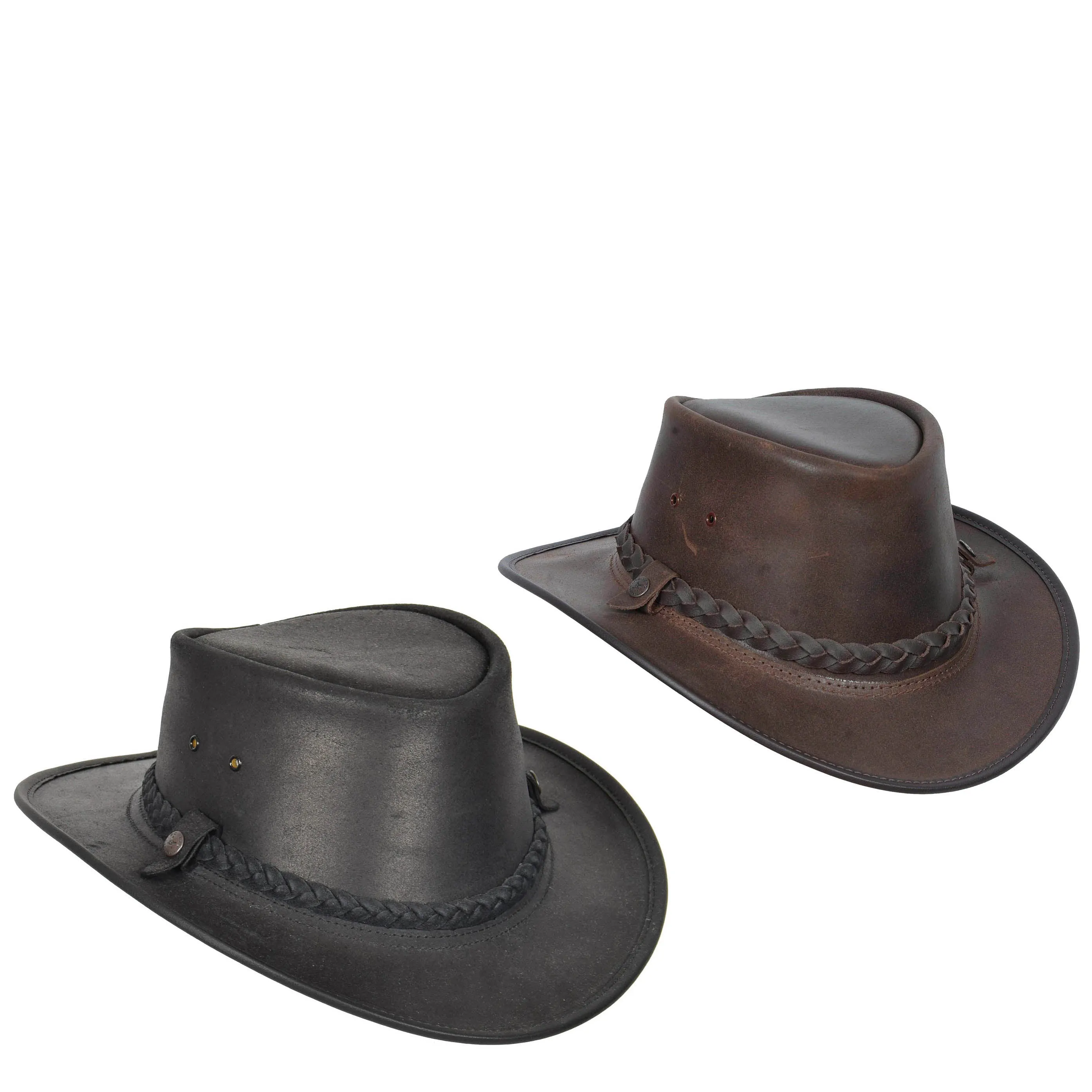 Original Australian Bush Hat Real Leather Cowboy Brown