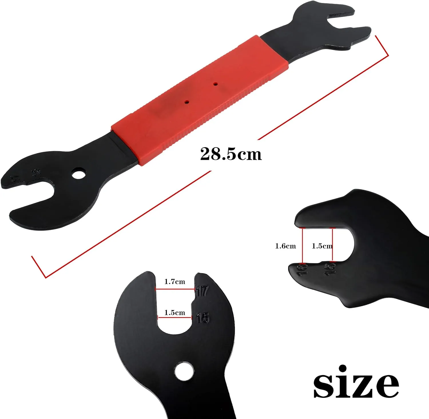 Pedal Wrench Double Sided Bicycle Pedals Removal 15/16/17mm Bikes Spanner Home Mechanic Kit Tool Comfortable Grip Cycling Crank for Biking Maintenance Repair