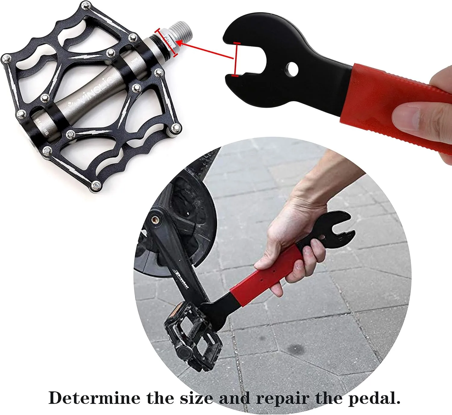 Pedal Wrench Double Sided Bicycle Pedals Removal 15/16/17mm Bikes Spanner Home Mechanic Kit Tool Comfortable Grip Cycling Crank for Biking Maintenance Repair