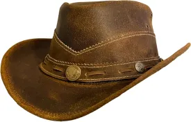 Premium Handcrafted Leather Cowboy Hat with Adjustable String - Classic Western Style