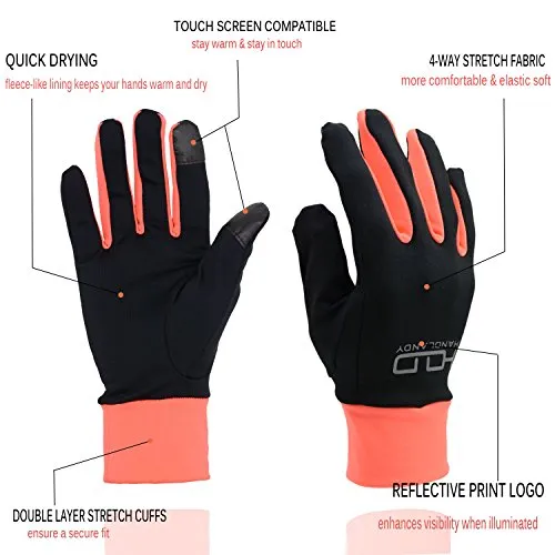 PRISAFETY Handlandy Lightweight Running Gloves, Touchscreen Jogging Gloves for Women & Men