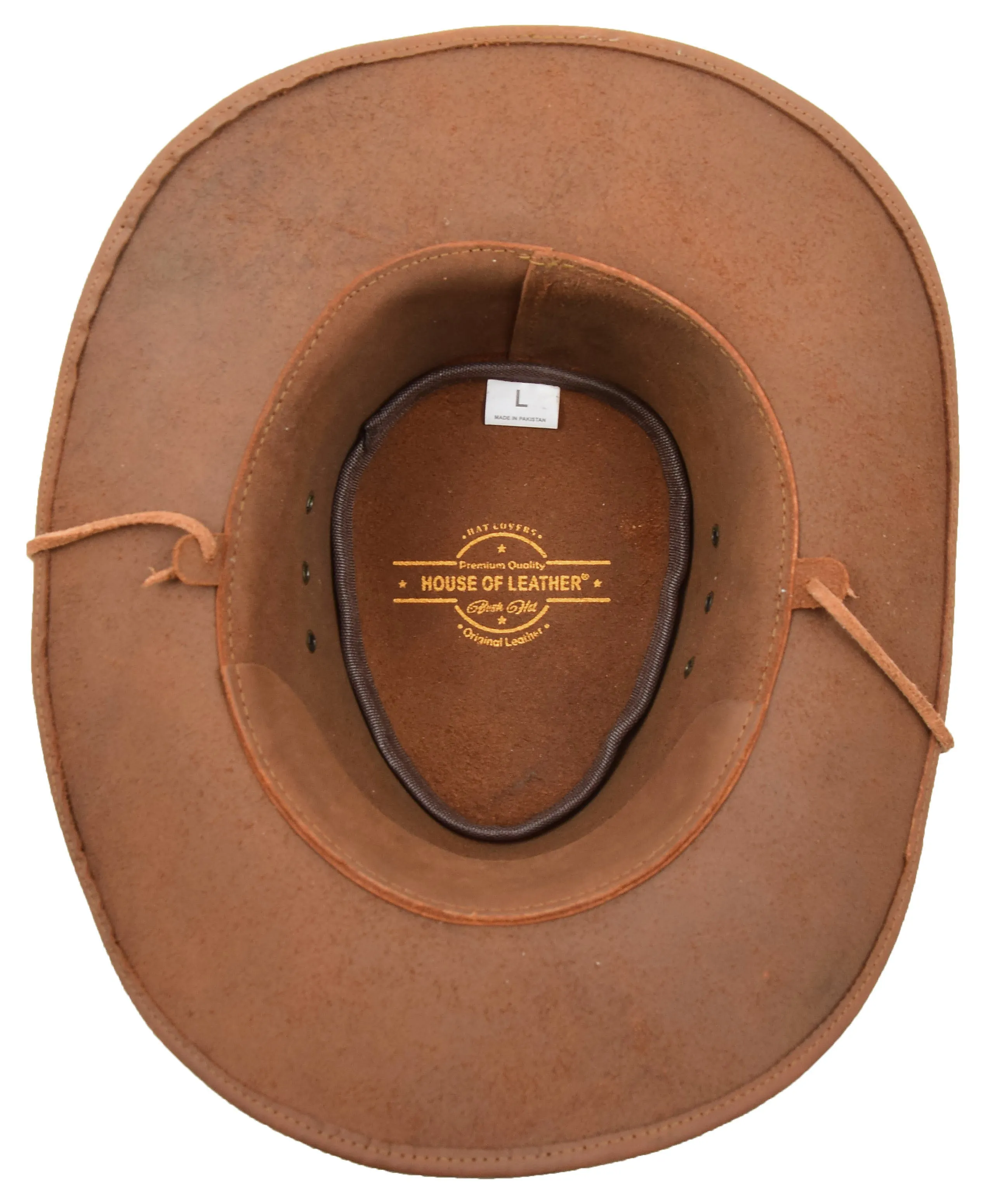 Real Leather Cowboy Australian Bush Hat HL005 Tan