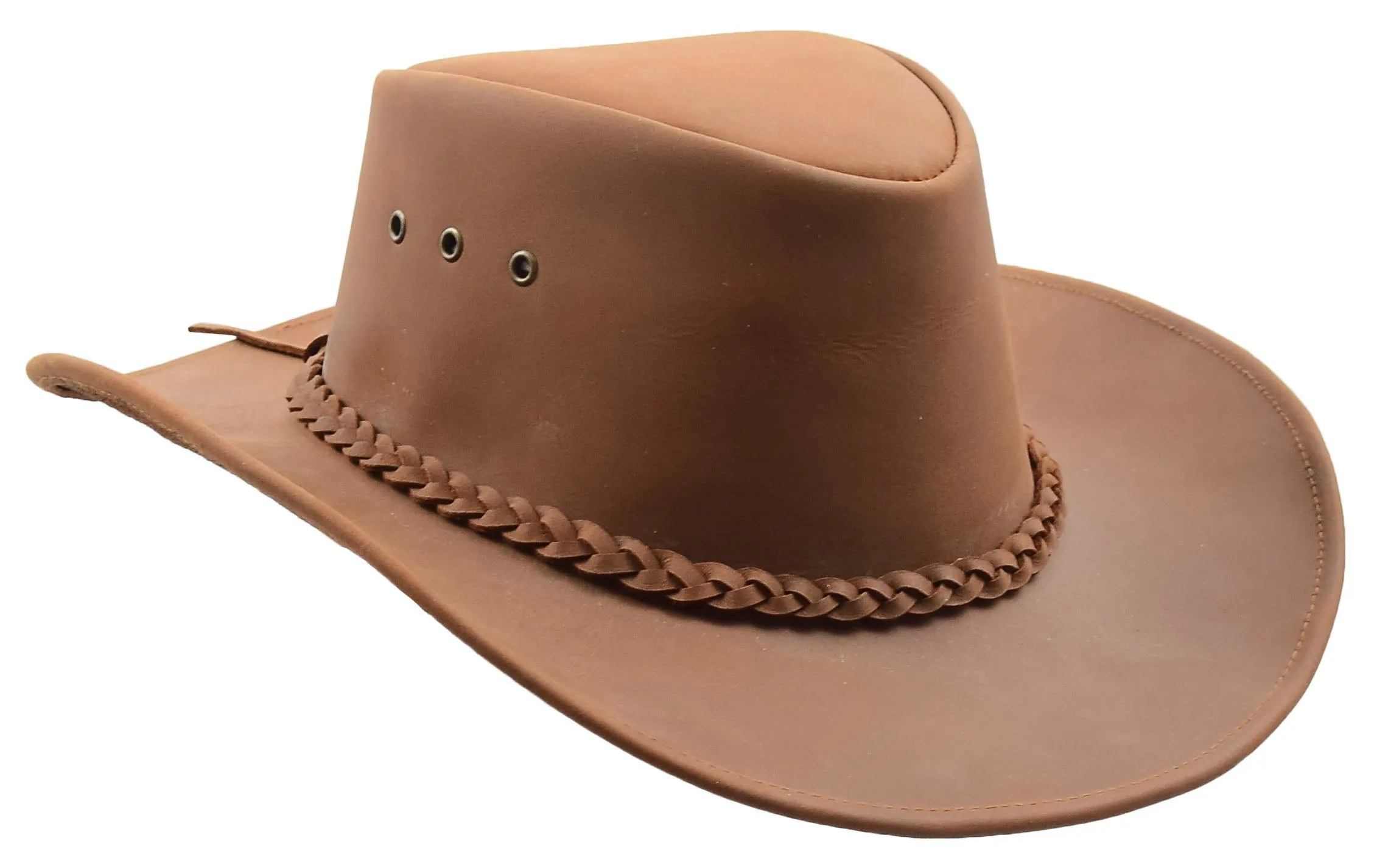 Real Leather Cowboy Australian Bush Hat HL005 Tan