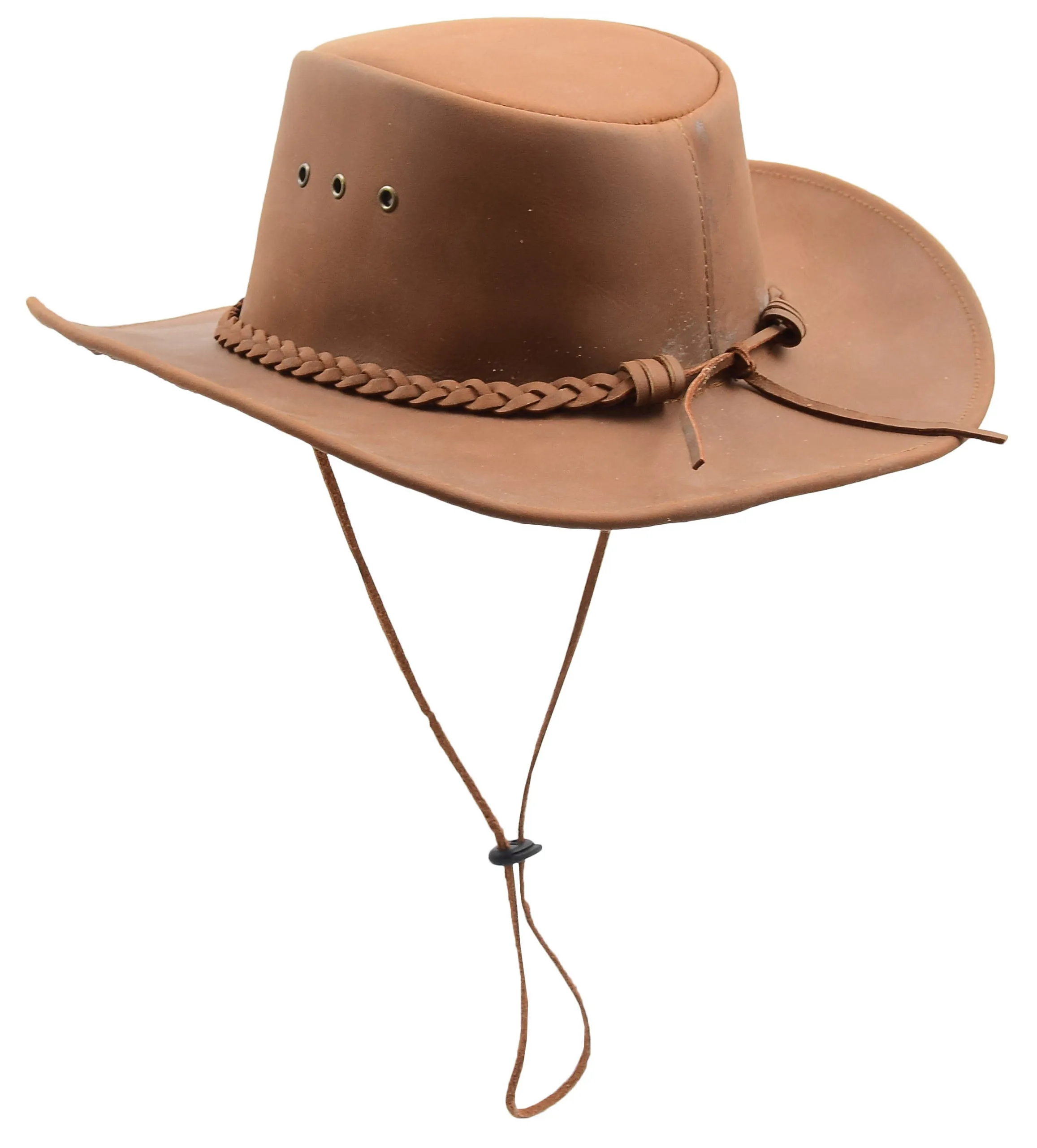 Real Leather Cowboy Australian Bush Hat HL005 Tan