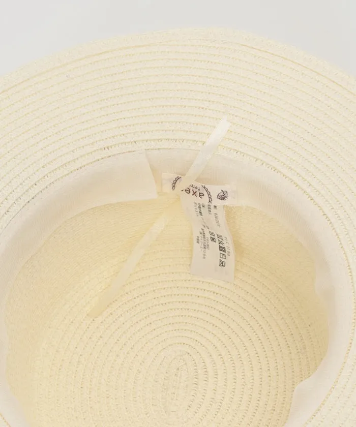 Ribbon Rose Lace Woven Boater Hat