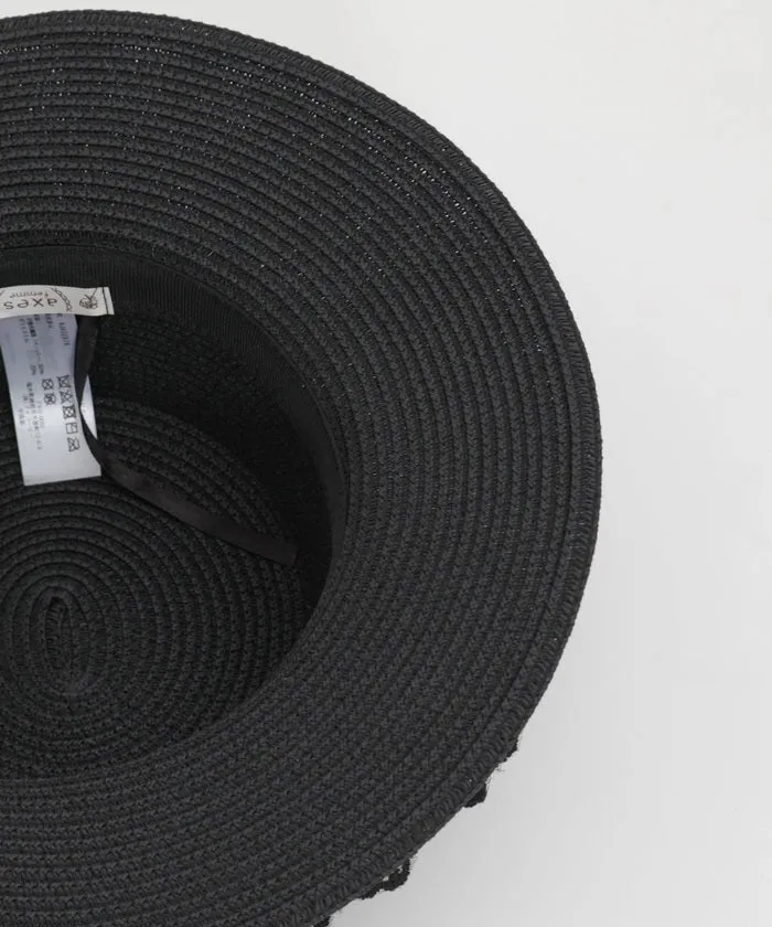Ribbon Rose Lace Woven Boater Hat