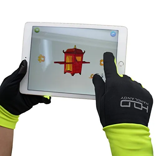 Running Gloves Men Touchscreen Winter Lightweight Liner Gloves with Palm Key Pocket for Outdoor Cycling Jogging Yellow (Large)
