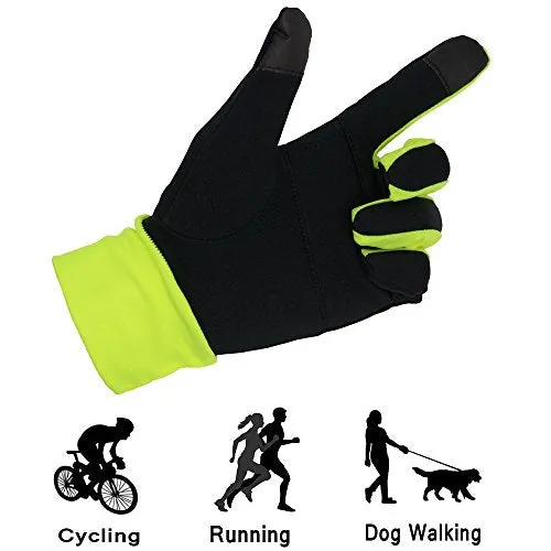 Running Gloves Men Touchscreen Winter Lightweight Liner Gloves with Palm Key Pocket for Outdoor Cycling Jogging Yellow (Large)