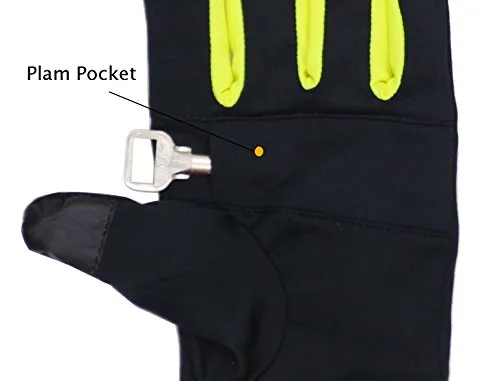 Running Gloves Men Touchscreen Winter Lightweight Liner Gloves with Palm Key Pocket for Outdoor Cycling Jogging Yellow (Large)