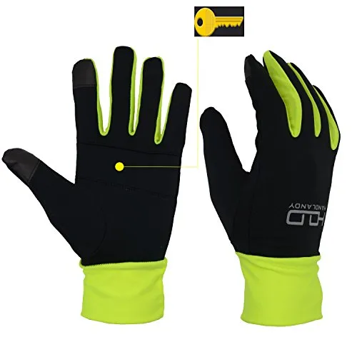 Running Gloves Men Touchscreen Winter Lightweight Liner Gloves with Palm Key Pocket for Outdoor Cycling Jogging Yellow (Large)