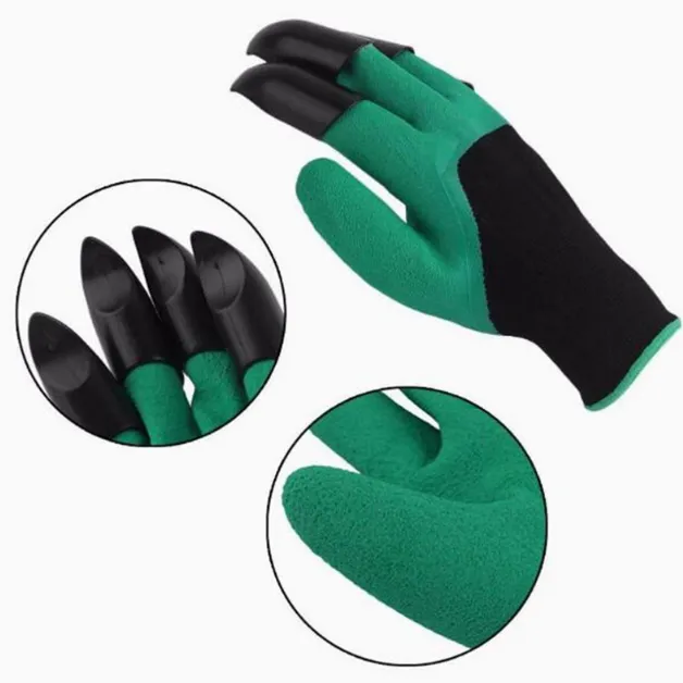 Safety Garden Gloves, Rubber TPR, ABS Plastic Claws, Builders Work, 1 Pair