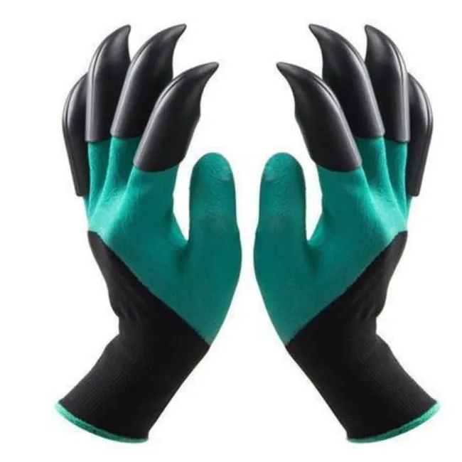 Safety Garden Gloves, Rubber TPR, ABS Plastic Claws, Builders Work, 1 Pair