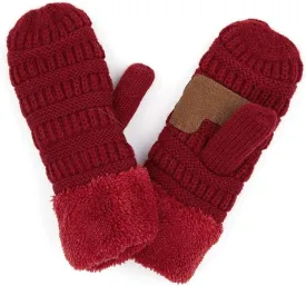 ScarvesMe Women's Winter Warm Fleece Lined Multi Buffalo Check Plaid Knit Mitten Gloves