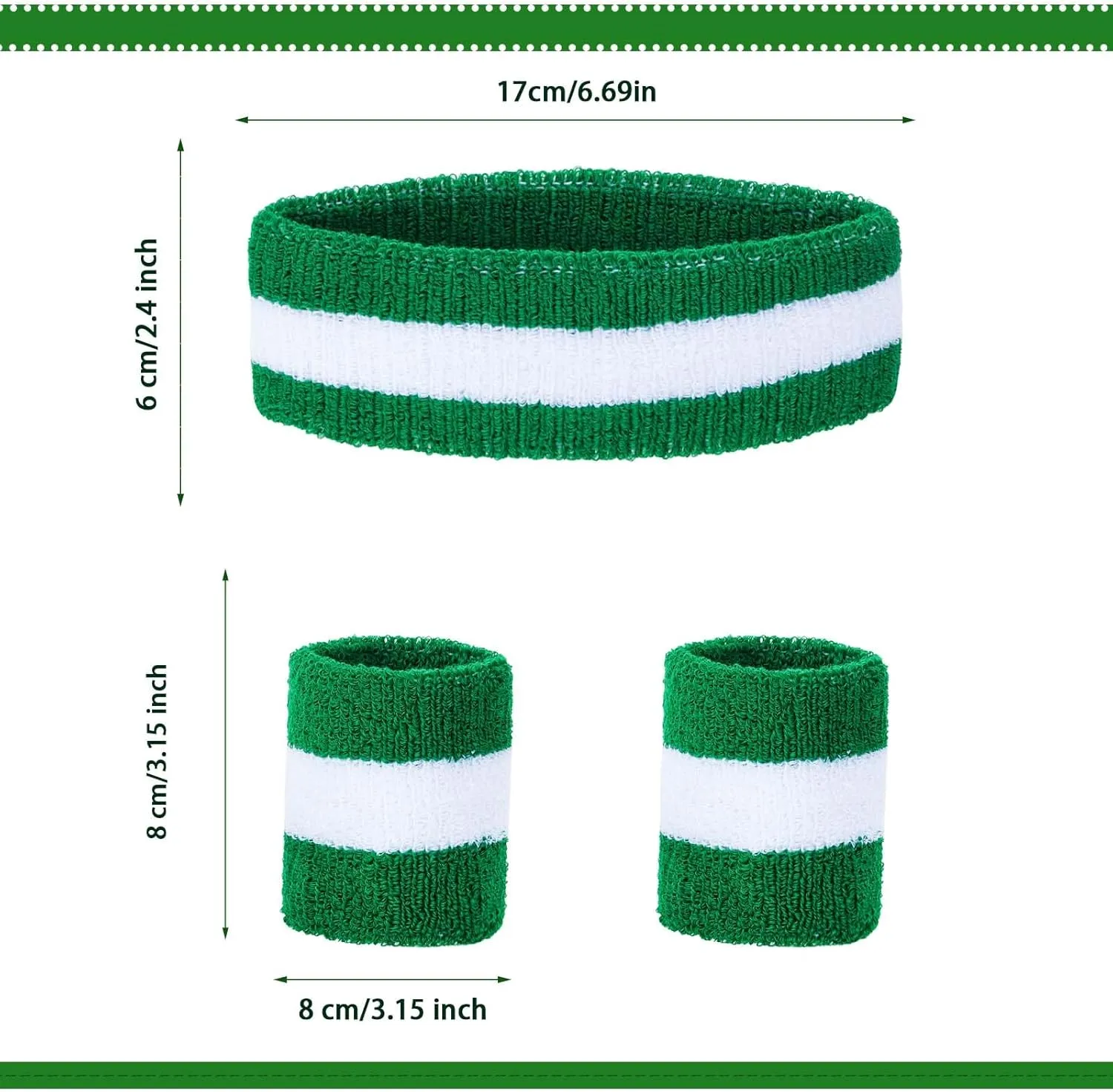 Striped Sweatbands Set Sports Headband and Wristbands Sweatbands Striped Sweatband Set for Men and Women
