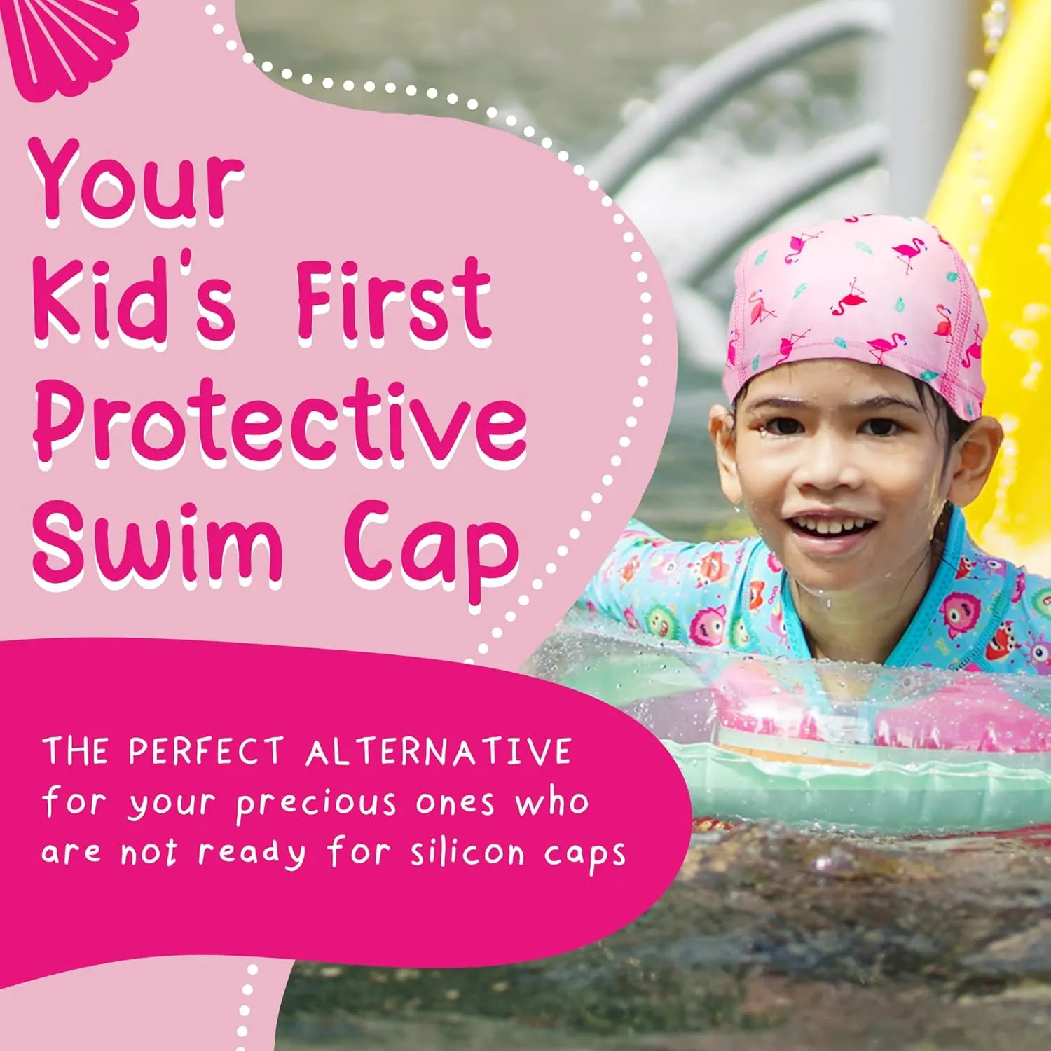 Swim Cap for Kids, Soft, Stretchable Spandex Swimming Hat, Quick-Dry Toddler and Kids Swimming Cap for 2-8 Years Old, Ideal for Beach and Pool