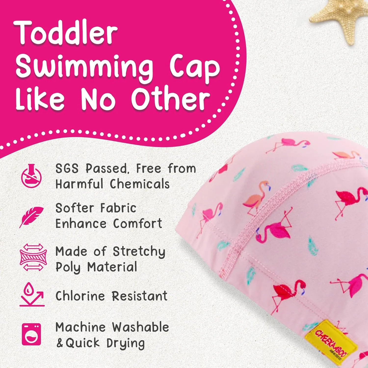 Swim Cap for Kids, Soft, Stretchable Spandex Swimming Hat, Quick-Dry Toddler and Kids Swimming Cap for 2-8 Years Old, Ideal for Beach and Pool