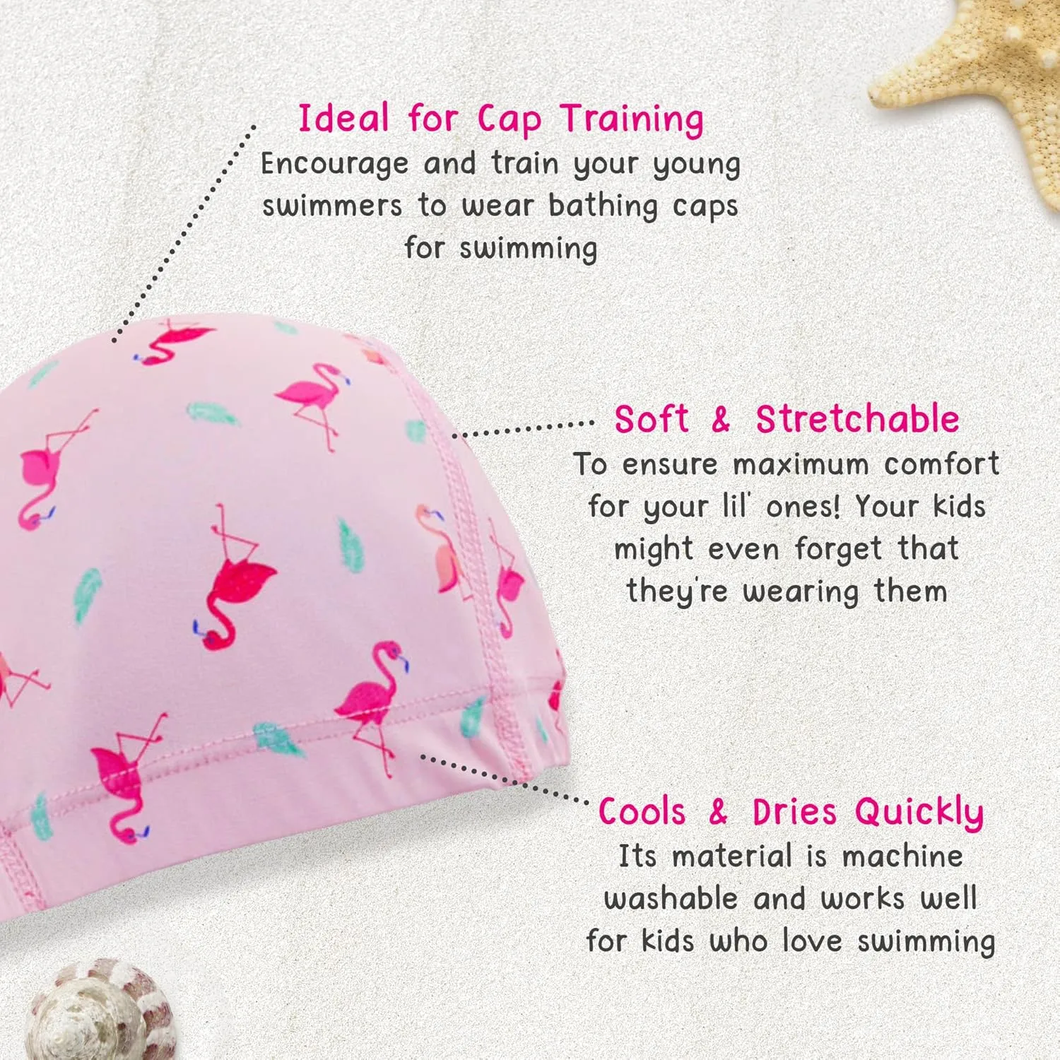 Swim Cap for Kids, Soft, Stretchable Spandex Swimming Hat, Quick-Dry Toddler and Kids Swimming Cap for 2-8 Years Old, Ideal for Beach and Pool