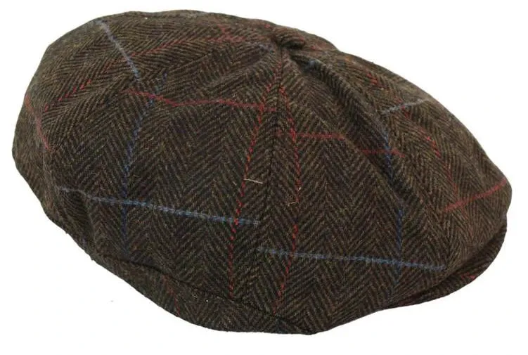Tweed Newsboy Cap Blinders Baker Boy Flat Elasticated Hat