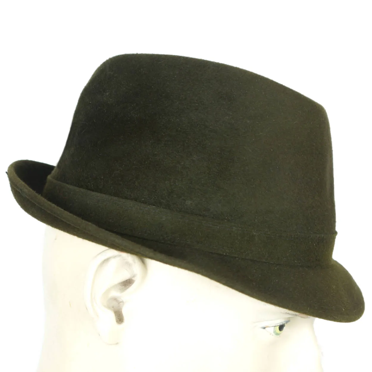 Vintage 1960s Kingsway Trilby Fedora Hat Green Fur Felt Simpsons Sears Sz 7 1/8