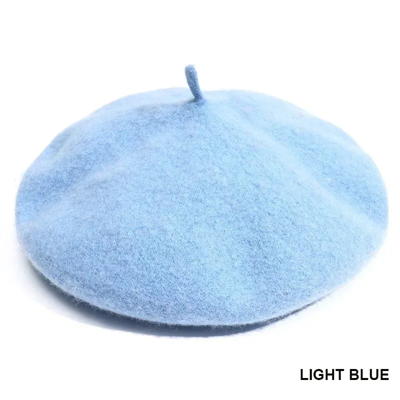 Vintage Plain Beret Hats French Berets Warm Wool Spring Winter Beanie Hat
