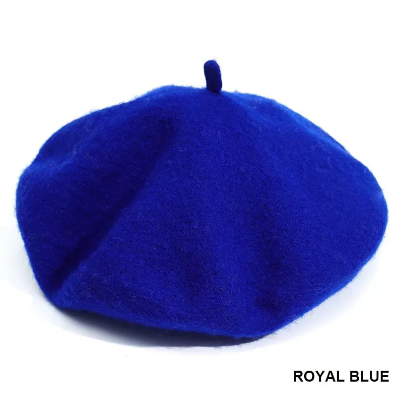 Vintage Plain Beret Hats French Berets Warm Wool Spring Winter Beanie Hat