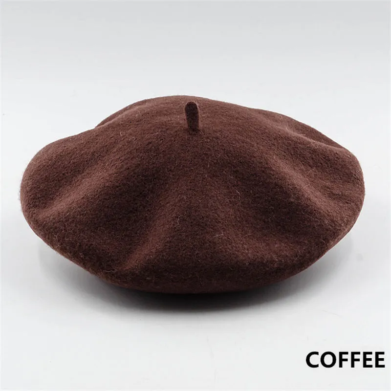 Vintage Plain Beret Hats French Berets Warm Wool Spring Winter Beanie Hat