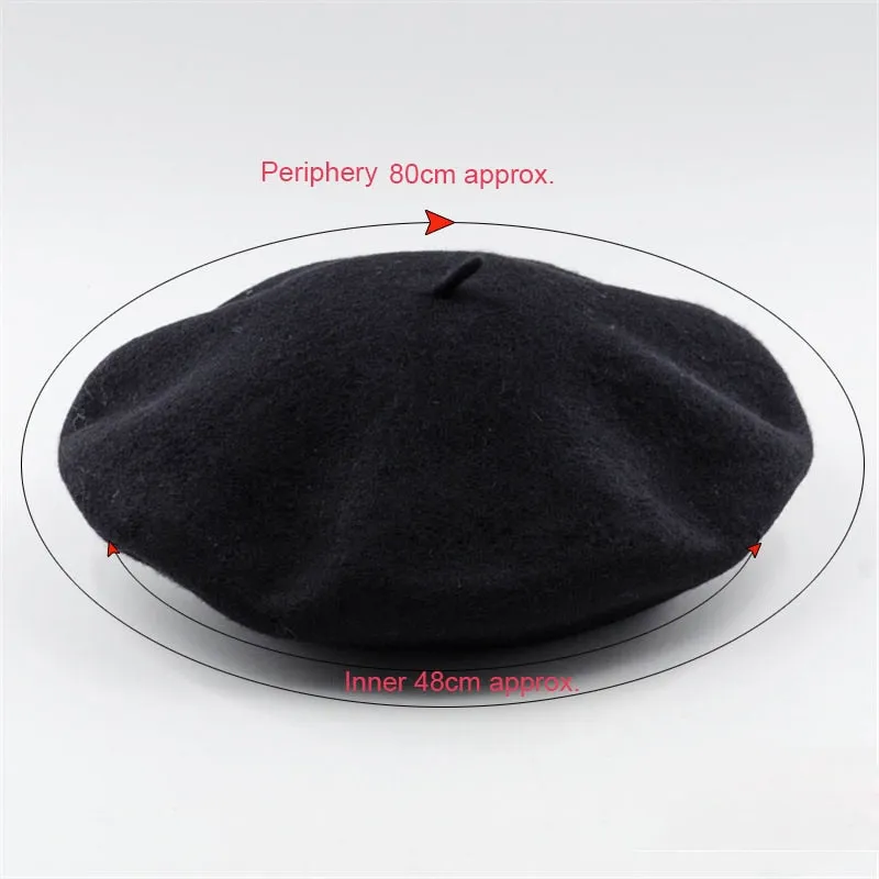 Vintage Plain Beret Hats French Berets Warm Wool Spring Winter Beanie Hat