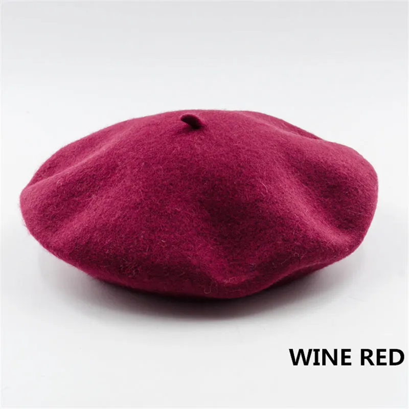 Vintage Plain Beret Hats French Berets Warm Wool Spring Winter Beanie Hat