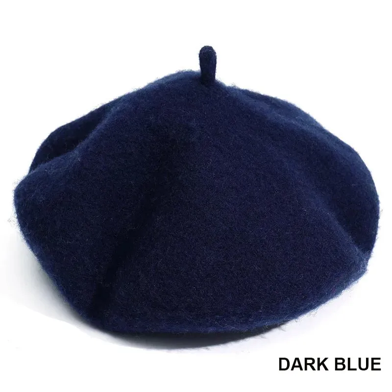 Vintage Plain Beret Hats French Berets Warm Wool Spring Winter Beanie Hat
