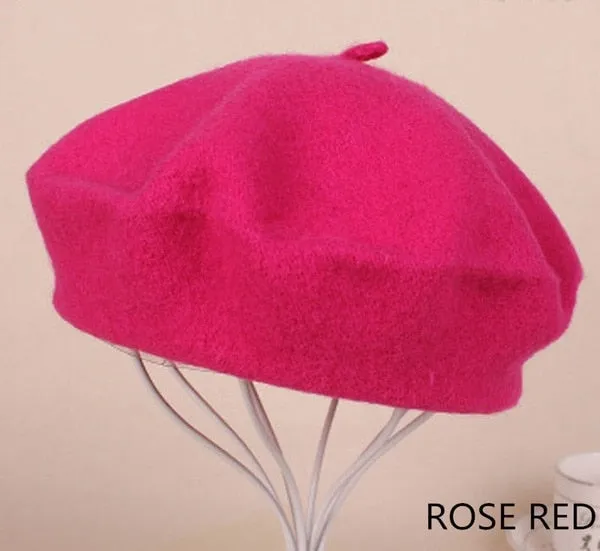 Vintage Plain Beret Hats French Berets Warm Wool Spring Winter Beanie Hat