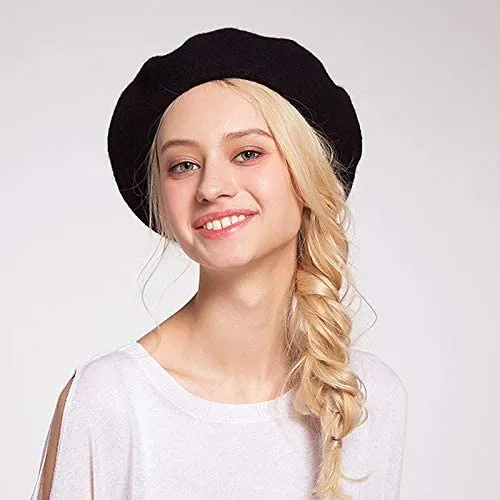 Vintage Plain Beret Hats French Berets Warm Wool Spring Winter Beanie Hat