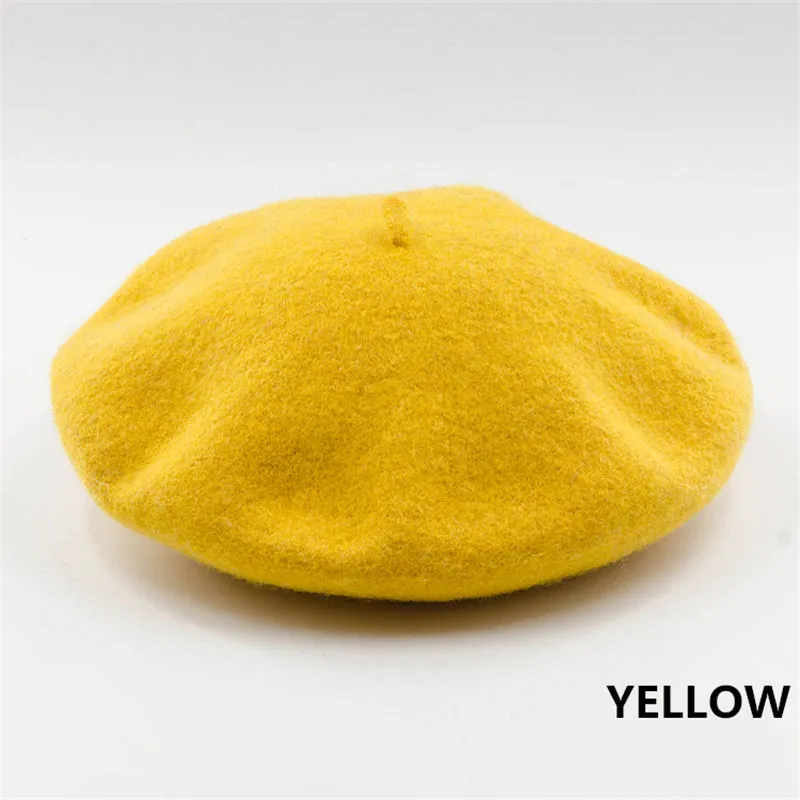 Vintage Plain Beret Hats French Berets Warm Wool Spring Winter Beanie Hat