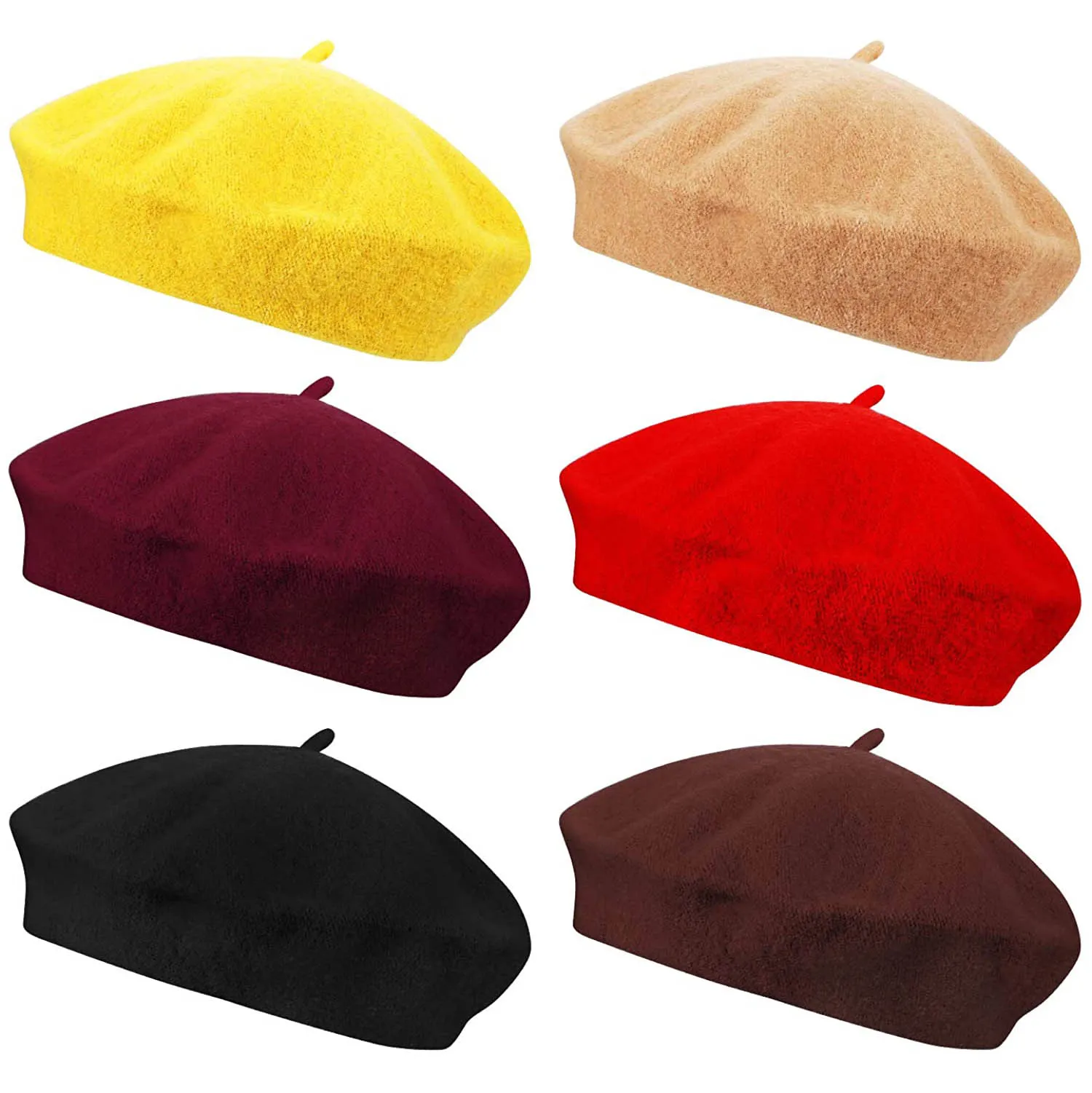 Vintage Plain Beret Hats French Berets Warm Wool Spring Winter Beanie Hat