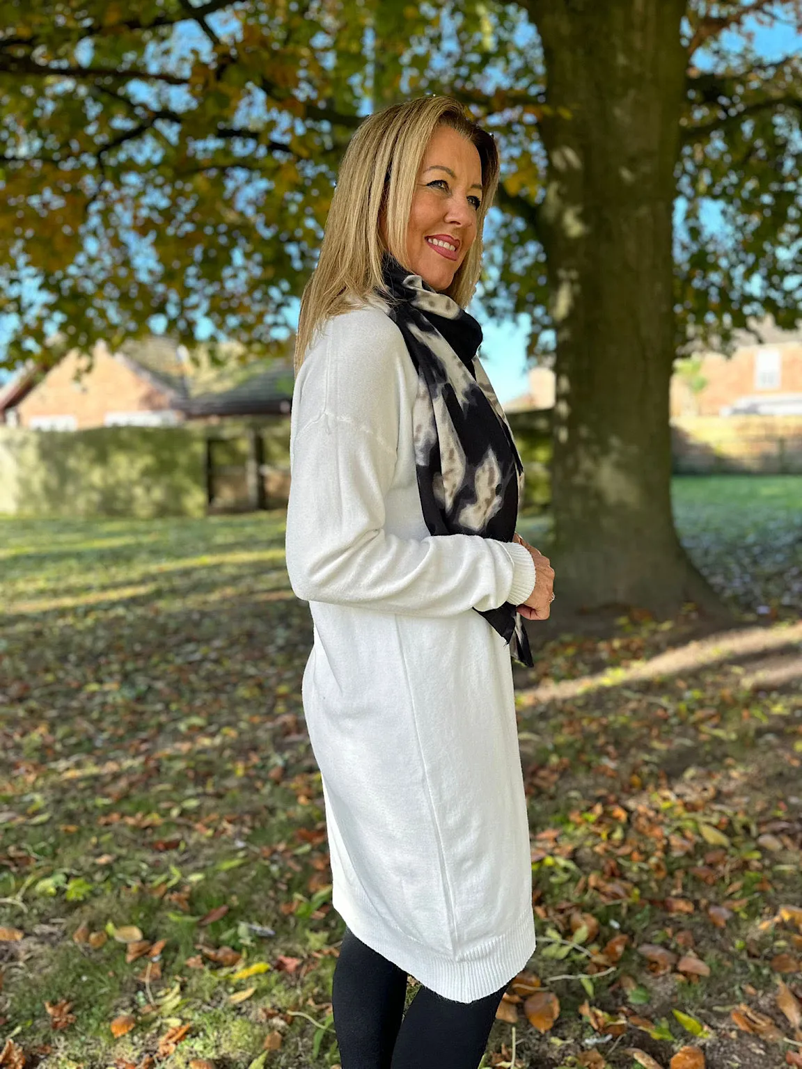 Winter White V Neck Jumper Dress Rhianna
