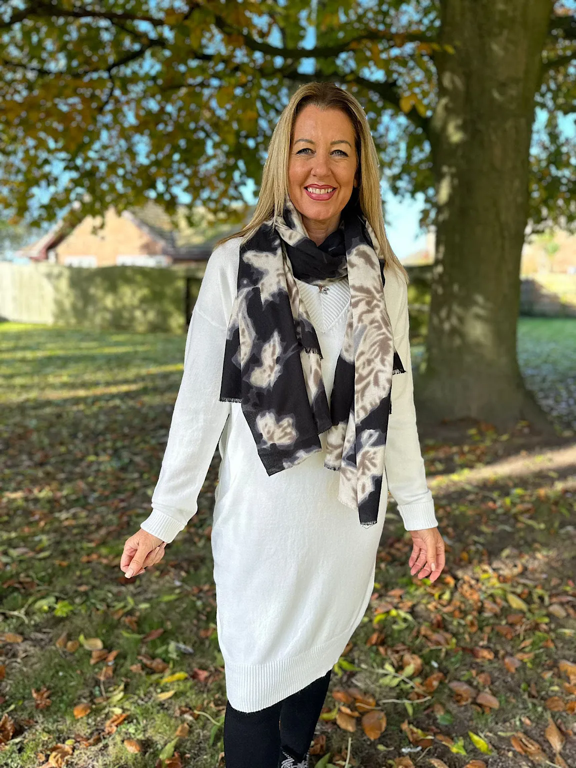 Winter White V Neck Jumper Dress Rhianna