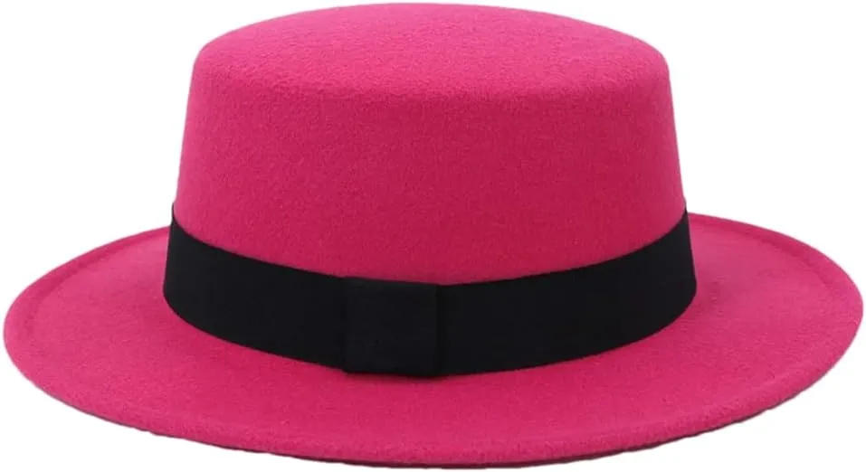 Women Men Wide Brim Fedora Hat for Festival Boater Flat Top Hats for Party Wedding